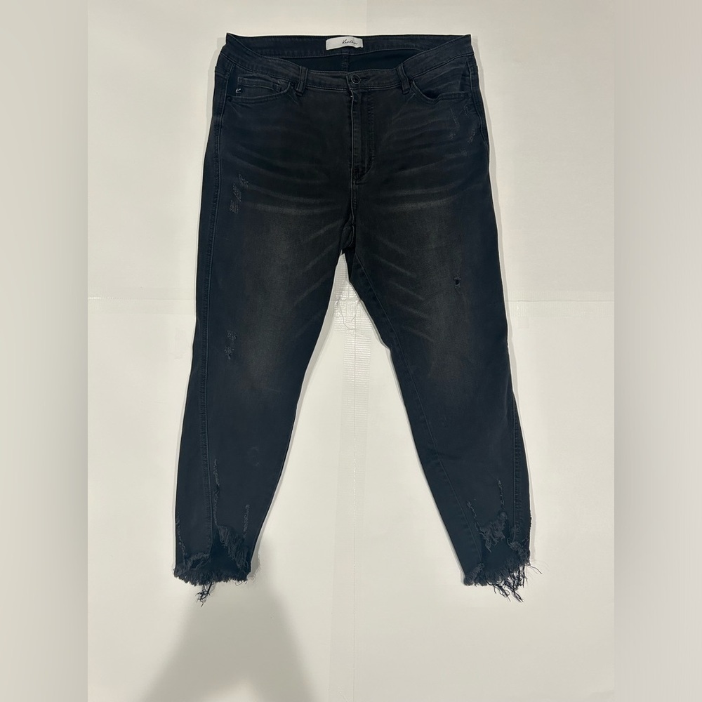Kancan Ankle Skinny Jeans Distressed Black XL